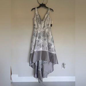 Semi- formal Betsy & Adam silver floral dress.